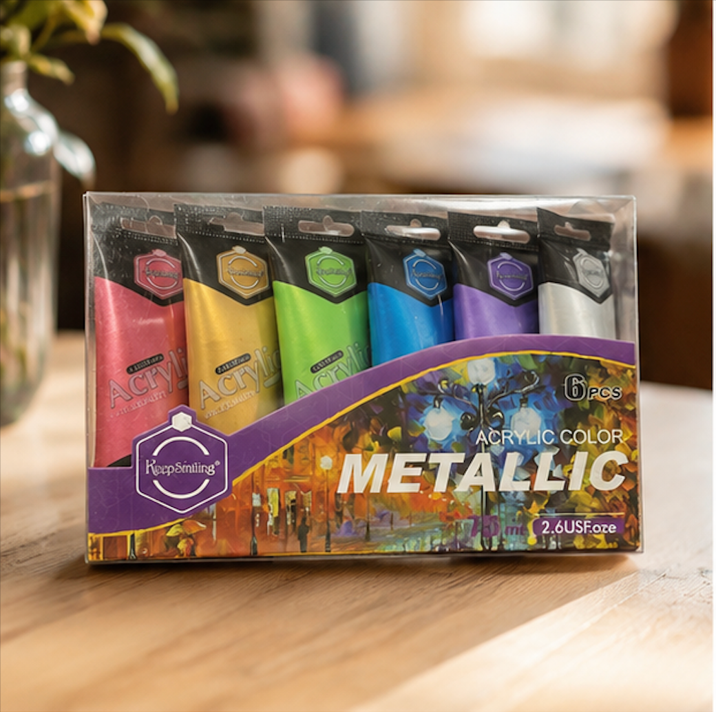 Keep Smiling Metallic Acrylic Color Paint Set [75ml]