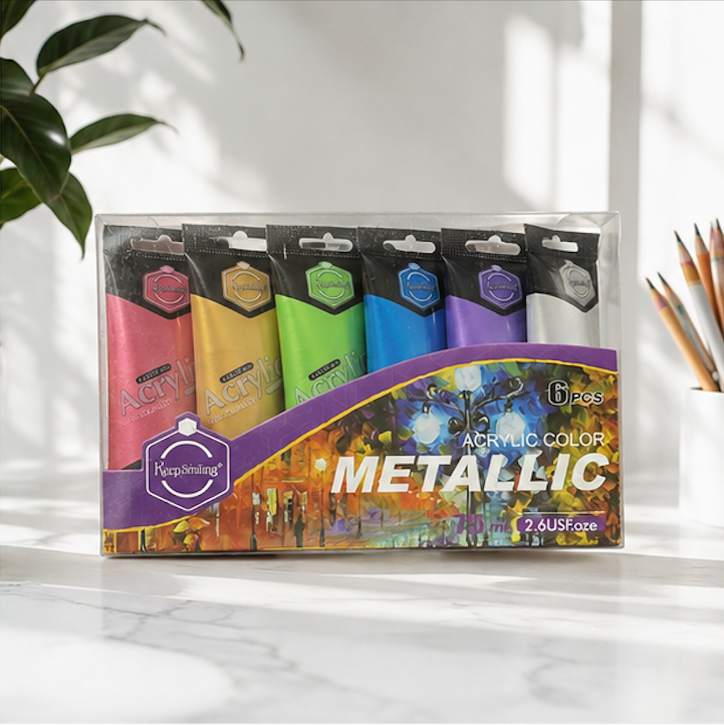 Keep Smiling Metallic Acrylic Color Paint Set [75ml]