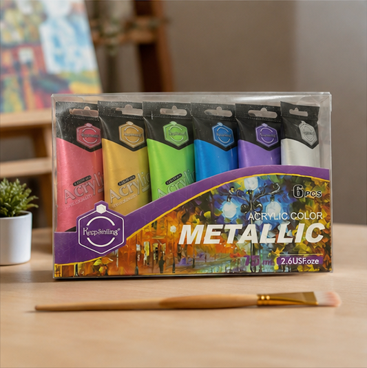 Keep Smiling Metallic Acrylic Color Paint Set [75ml]
