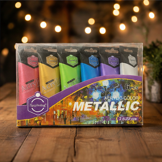 Keep Smiling Metallic Acrylic Color Paint Set [75ml]